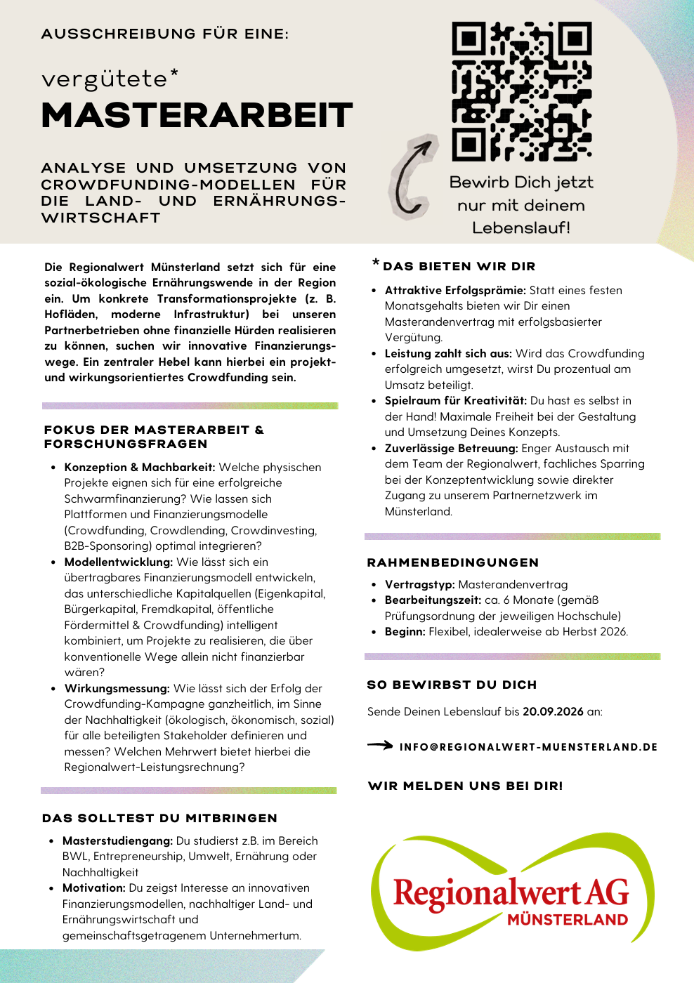 Ausschreibung Masterarbeit